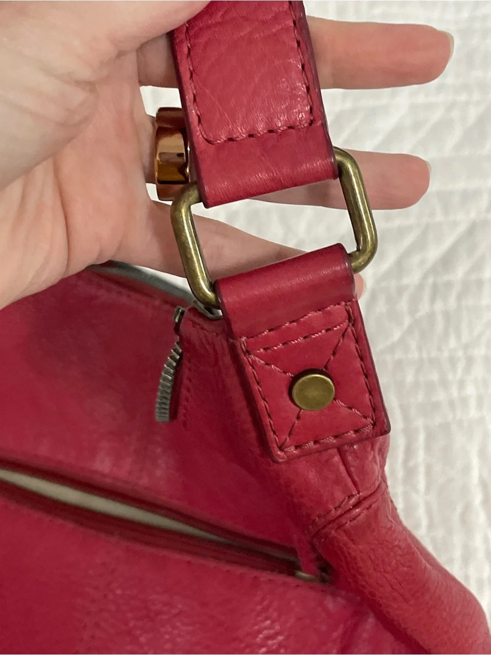 AMERICAN LEATHER CO. Red Leather Hobo Bag - Women's Everyday Carry